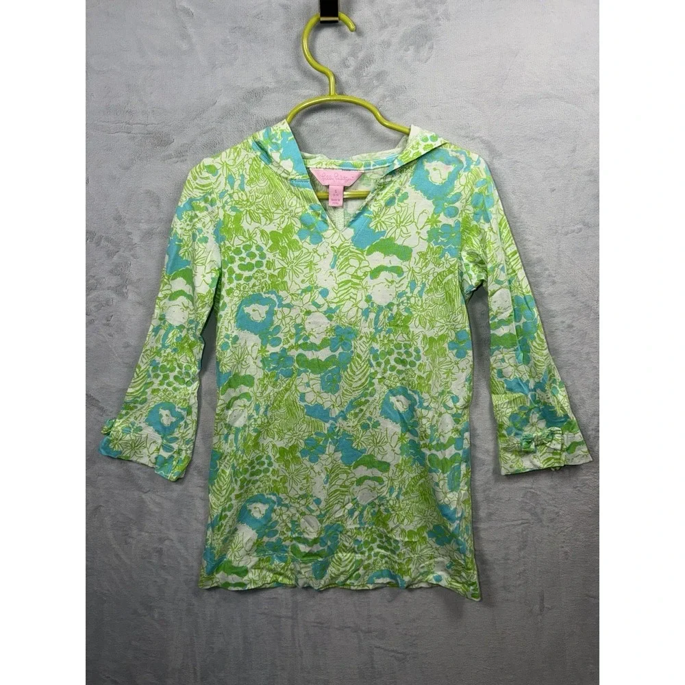Lilly Pulitzer Little Noelle Dress Girls XS 4-5 Green Its A Zoo Panda Hooded S